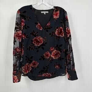 Daniel Rainn‎ Womens Burnout Velvet Top Size S Sheer Floral Whimsigoth Romantic